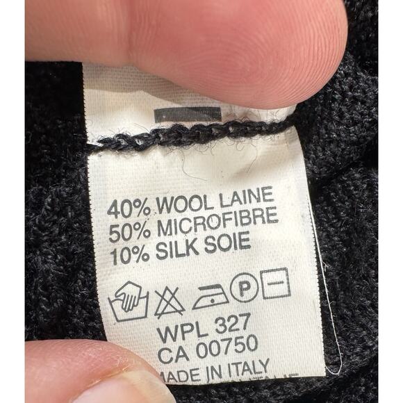 Hart Shaffner Marx Black Wool Silk Blend Men’s Large Mock Sweater Made In Italy - Picture 9 of 10